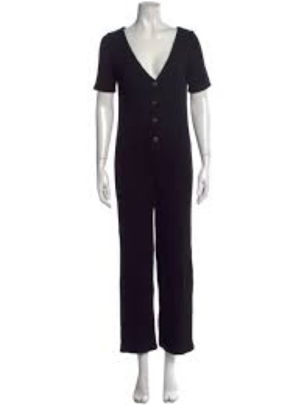 Reformation Camille ribbed knit jumpsuit in black